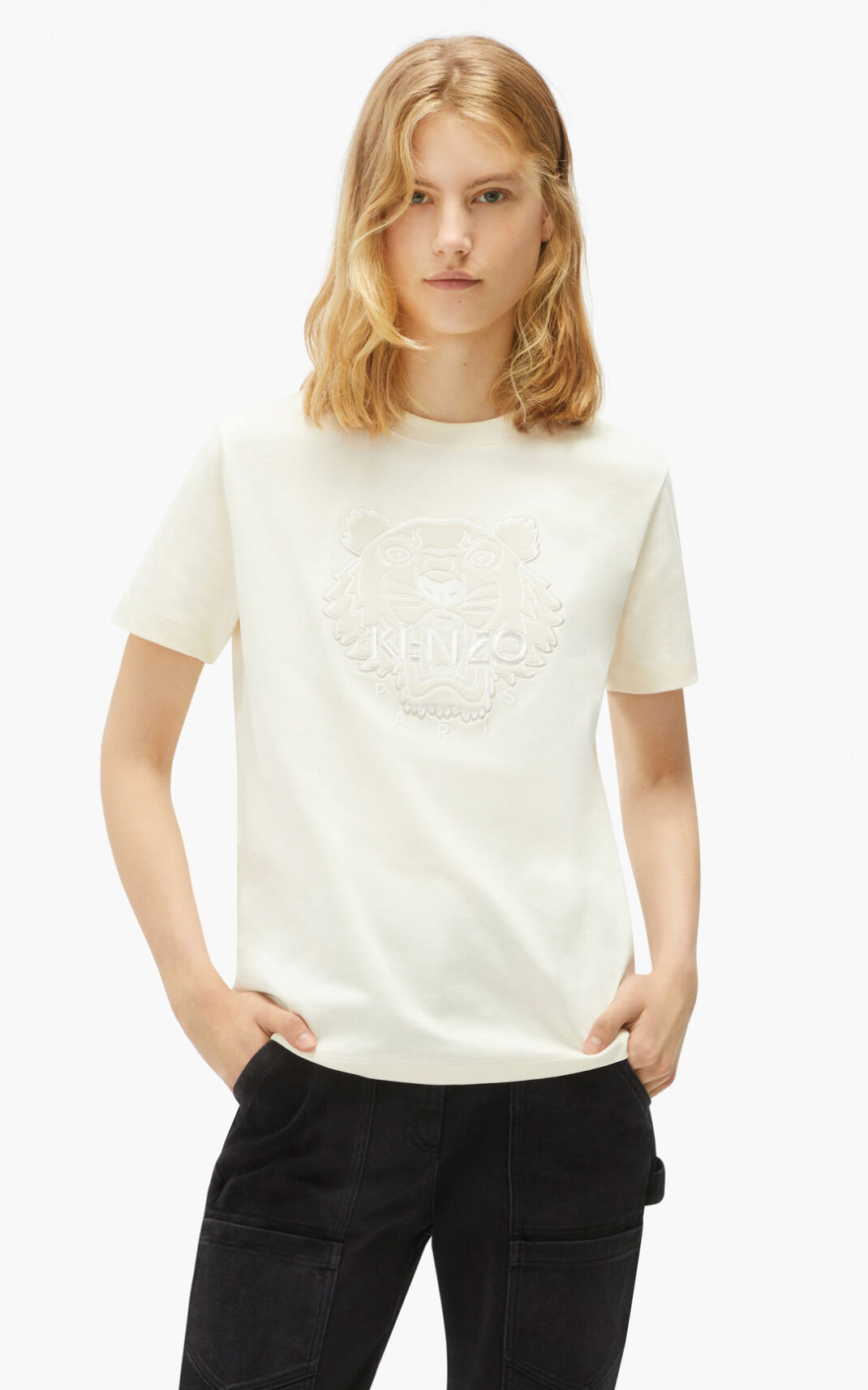 Kenzo The Winter Capsule loose fit tiger T Shirt White For Womens 1498GKBNI